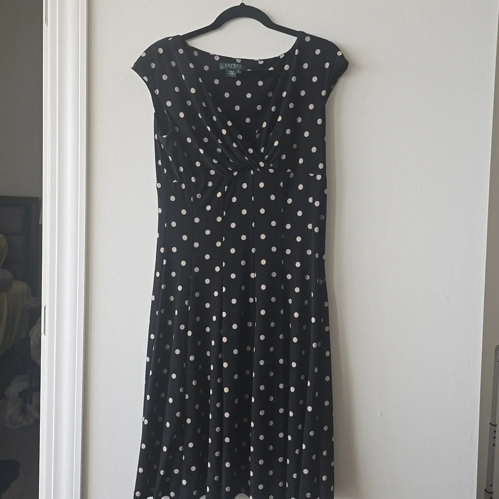 New Ralph Lauren LRL Polka Dot Faux Wrap Dress Womens Cocktail Size 8 - Picture 4 of 5